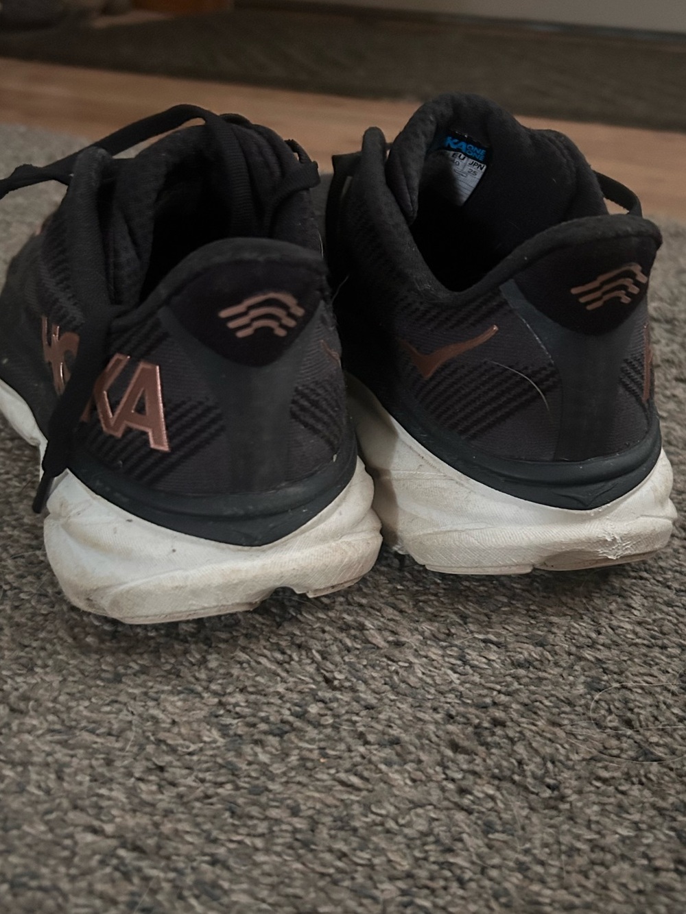 HOKA Black/Rose Gold Clifton Sneakers - Picture 3 of 4